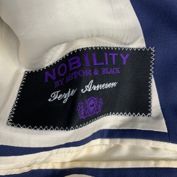 ASTOR & BLACK Size 44 Blue Contrast Stitch Single Breasted Notch Lapel Suit - Picture 13 of 16